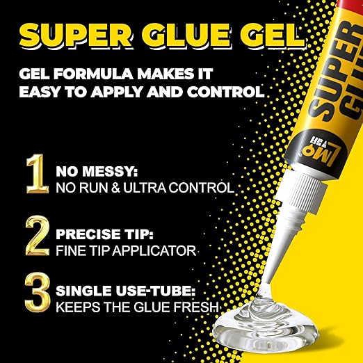 Super Glue Gel Clear, 24Γ3g All Purpose Strong Bond Single Use Heavy Duty CA Glue, Instant Cyanoacrylate Adhesive Multipack for Plastic Ceramic Glass Jewelry Metal Fletching Wood Porcelain Aquarium