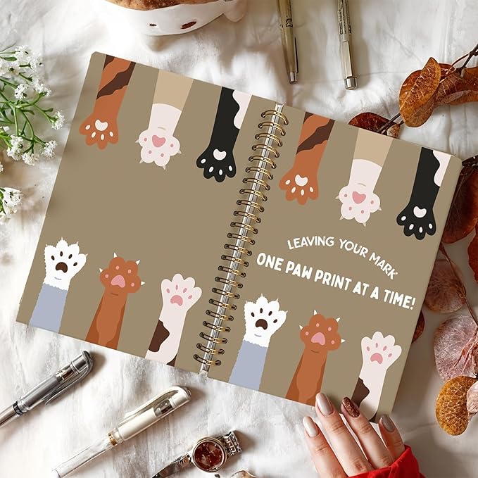 Funny Cat Notebook, Cats Lover Gifts Notebooks for Note Taking, Cat Mom Lady Gifts for Women Journal, Leaving Your Mark Cute Kitten Paws Journals for Writing, 5.5x8.3 Inch