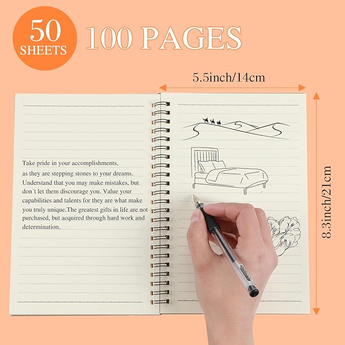 Yahenda Spiral Notebook College Ruled Journals Notebooks Lined 8.3 x 5.5 Inch Note Books Bulk A5 Writing Notebooks Thick Paper Notebook for Office Business School Supplies (Rich Colors,108 Pcs)