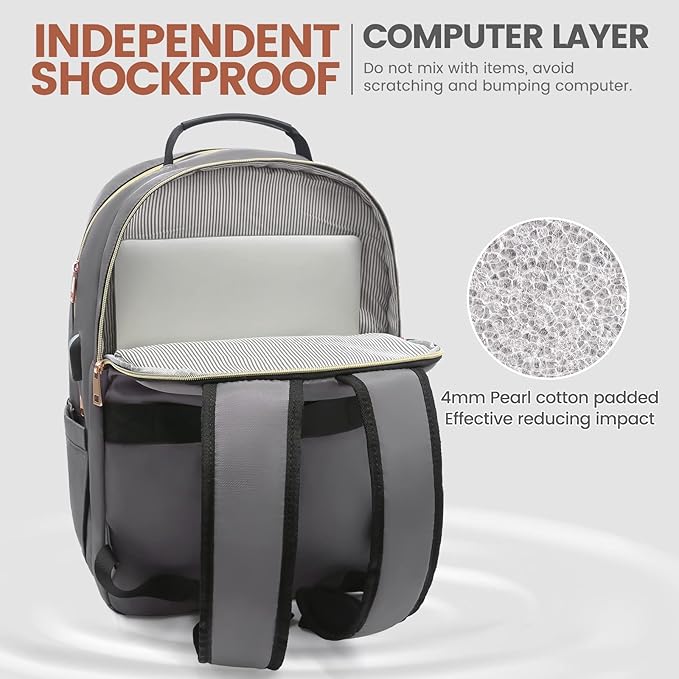 LOVEVOOK Laptop Backpack for Women 17.3 inch,Cute Womens Travel Backpack Purse,Professional Laptop Computer Bag,Waterproof Work Business College Teacher Bag Carry on Backpack with USB Port,Purple Gray