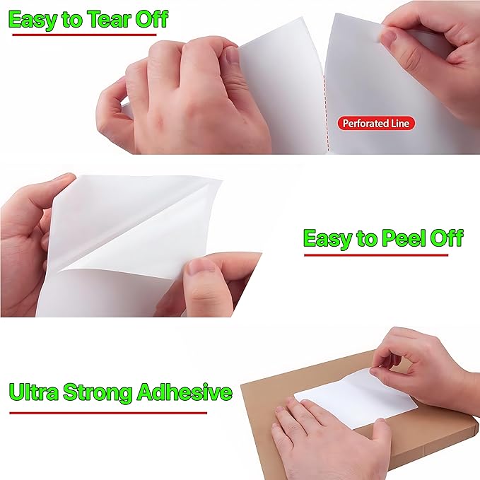 Fanfold 4 x 6 inch Thermal Labels Stack Direct White Strong Adhesive Perforated Postage Shipping Printer Compatible with Zebra SNBC Epson Rollo (1000, Fanfold)