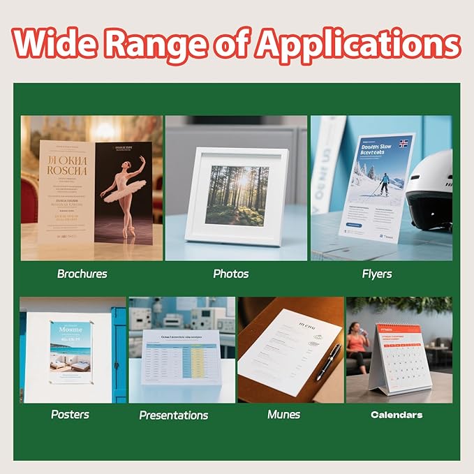 Uinkit 180gsm Glossy Photo Paper 11x14 Inches - 100 Sheets for Dye Ink | Quick Dry, No Smudging | Single-Sided Pro Finish, Thick 48lb No Curling