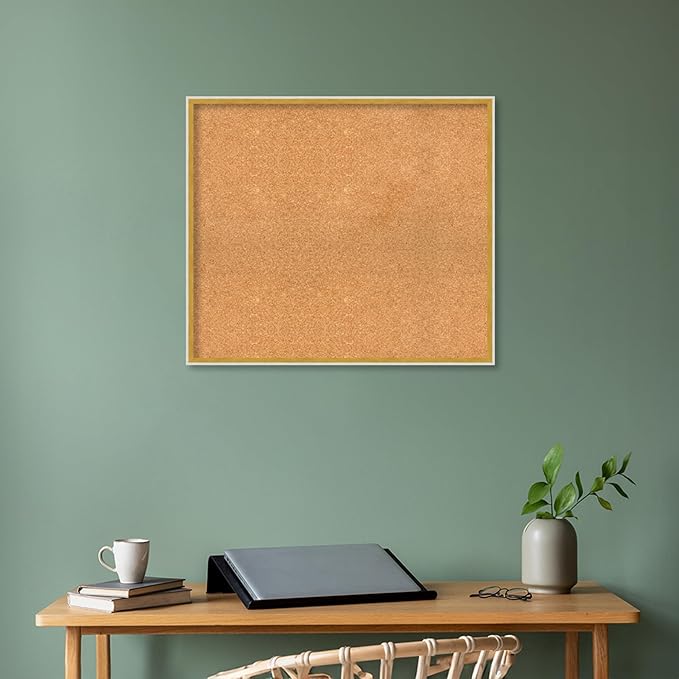 Amanti Art Natural Cork Board for Wall, 27x31 Vision Board with White Frame, Large Corkboard Office Decor for Home Organization, Modern Corkboard Pinboard to Display Items for Home Organization in