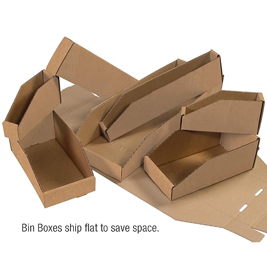 Partners Brand PBINBWZ818K Open Top Bin Boxes, 8" x 18" x 4 1/2", Kraft (Pack of 50)