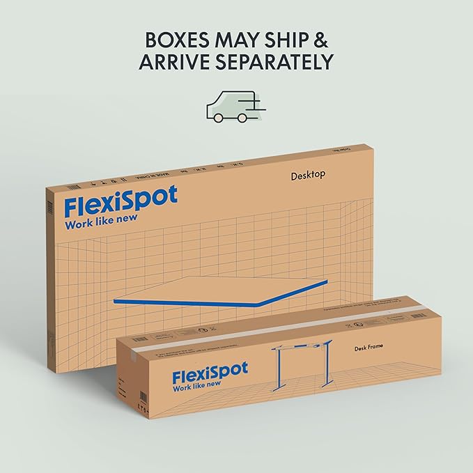 FLEXISPOT EN1 Whole Piece Standing Desk 48 x 30 Inches Height Adjustable Electric Sit Stand Home Office Desks (Black Frame + Black top,2 Packages)