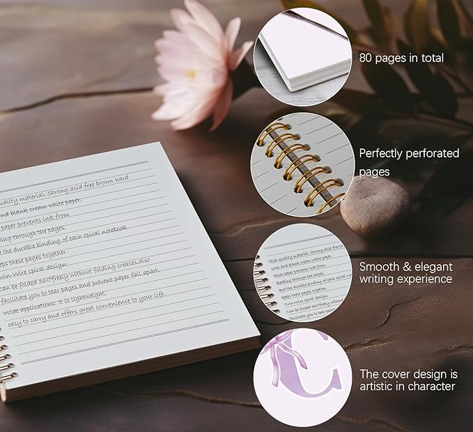 foedor Coquette Trendy Preppy Purple Bow Spiral Notebook,Initial C Journal Personalized Teen Girl Gifts,Monogrammed Gifts for Women Teen Girl,College Ruled Hardcover Spiral Notebook(purple)