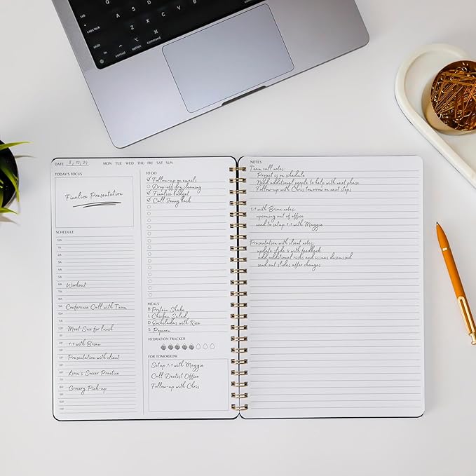 Undated Daily Planner | 8.25” x 11.75” To Do List Notebook | Work Productivity ADHD Organizer | Men and Women Planner | College Supplies | Navy | Portrait Layout