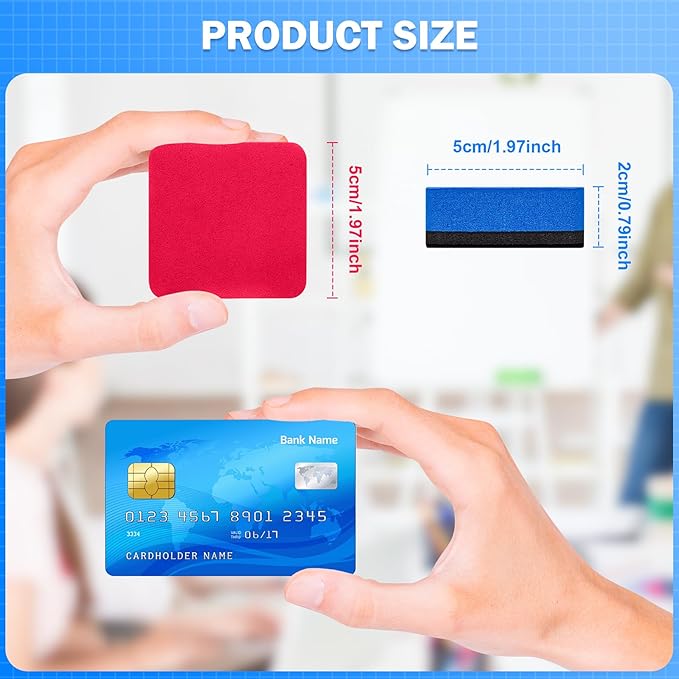 EAONE 48 Pack Dry Erase Eraser, Magnetic Whiteboard Cleaner Mini Chalkboard Cleansers for Classroom, School, Office, Home (8 Colors Assorted, 1.97 x 1.97 Inch)