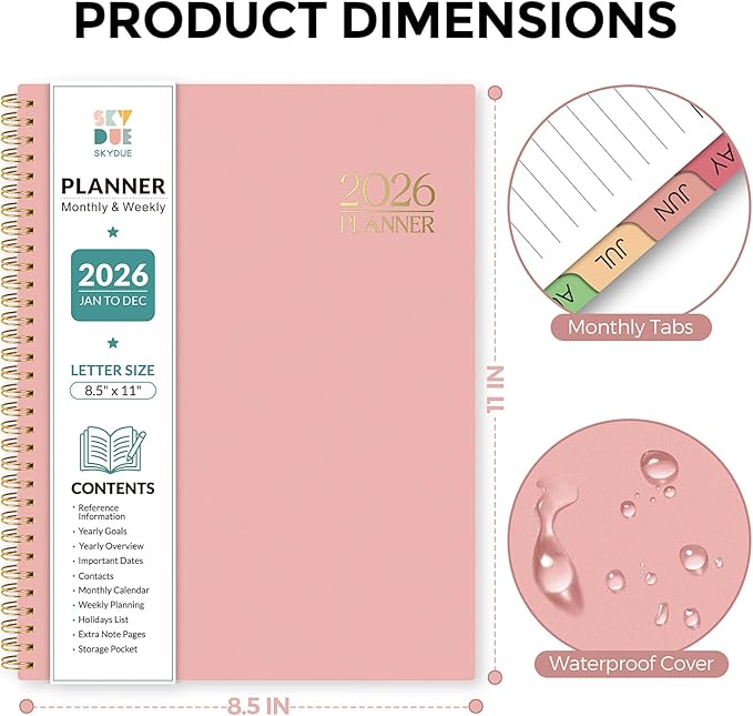 Planner 2026, 8.5" x 11" Monthly & Weekly Planner with Tabs, JAN - DEC 2026, Goal Setting & Time Management Organizer for Professionals & Students