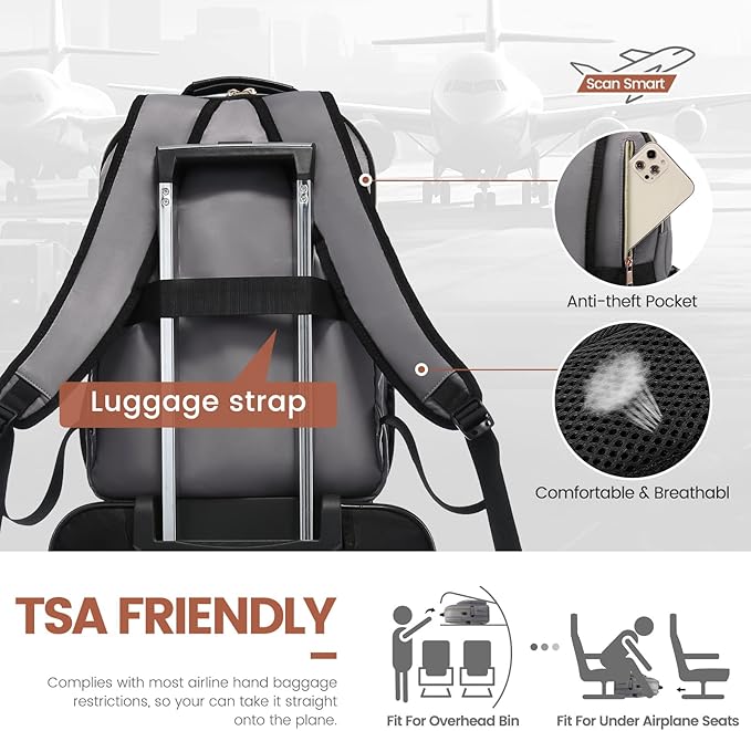 LOVEVOOK Laptop Backpack for Women 17.3 inch,Cute Womens Travel Backpack Purse,Professional Laptop Computer Bag,Waterproof Work Business College Teacher Bag Carry on Backpack with USB Port,Purple Gray