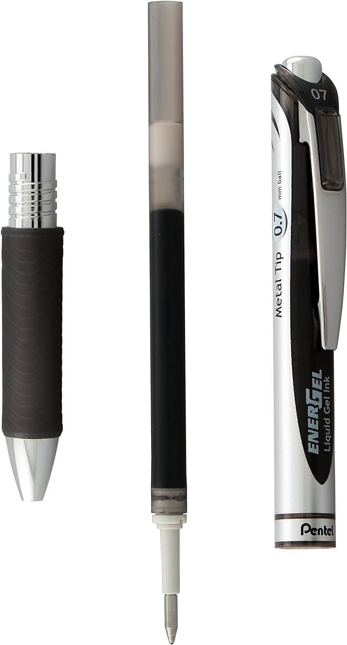 Pentel BL77PC12M1 EnerGel RTX RT Liquid Gel Pen, Med, Metal Tip, Assort Ink, 12-Pk Window Box of 12, 0.7mm, Assorted