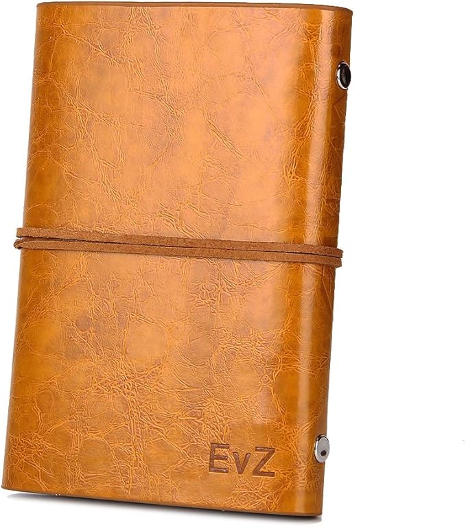 EvZ Vintage Gold Brown PU Leather Cover Loose Leaf Blank Notebook Journal Diary Gift