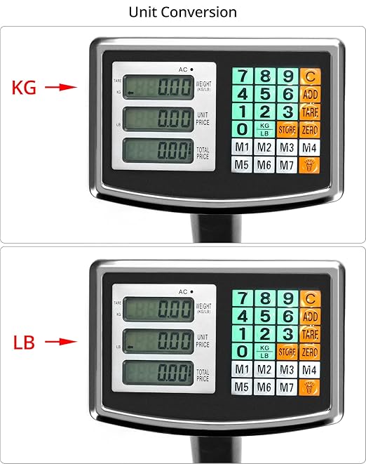 QWORK Foldable 600LB Weight Computing Postal Scale, Floor Platform Digital Scale, Accurate Warehouse Large Shipping Mailing LB/KG Calculator