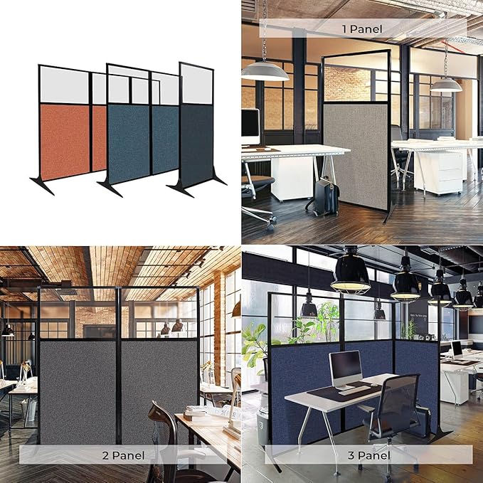 Versare Workstation Partition | Portable Wall Divider | Modern Office Cubicle | Free Standing Privacy Screen | Flexible Work Space | 66" x 70" Papaya Fabric Panels