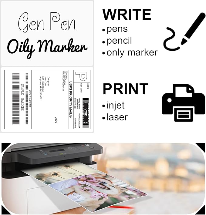 8.5" x 5.5" Half Page Self Adhesive Shipping Label, Compatible Laser & Inkjet Printers, White, 2 Labels Per Sheet(1000 Sheet Total 2000 Labels)