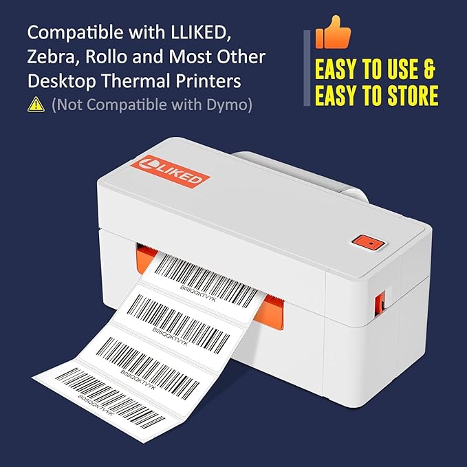 L LIKED 3" x 1" Direct Thermal Labels, Permanent Adhesive Barcode Shipping Label & Compatible with Rollo, Zebra and Other Desktop Printers (12 Rolls, 16800 Labels)
