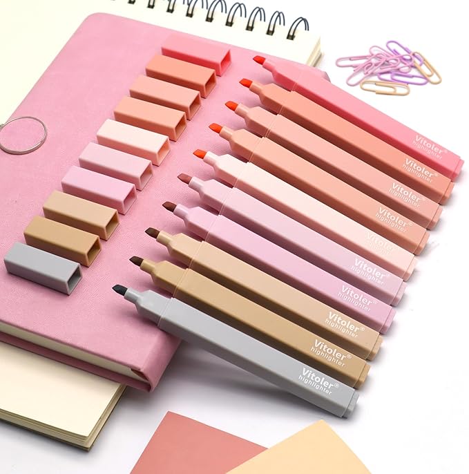 Vitoler Highlighters Assorted Colors,10pcs Cute Pastel Highlighters Multicolor Highlighter for Aesthetic Office School Supplies