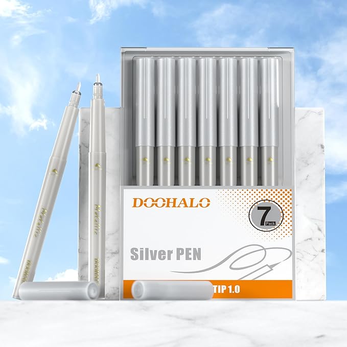 DOOHALO Metallic Pens Gold Silver Marker Compatible with Cricut 3/Maker/Explore 3/Air 2/Air Machine 1.0 Medium Point Tips for Drawing Writing