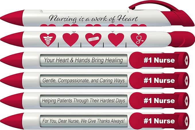Greeting Pen "Nurses Have Heart" #1 Nurse Pens with Rotating Messages, 6 Pen Set (36541)