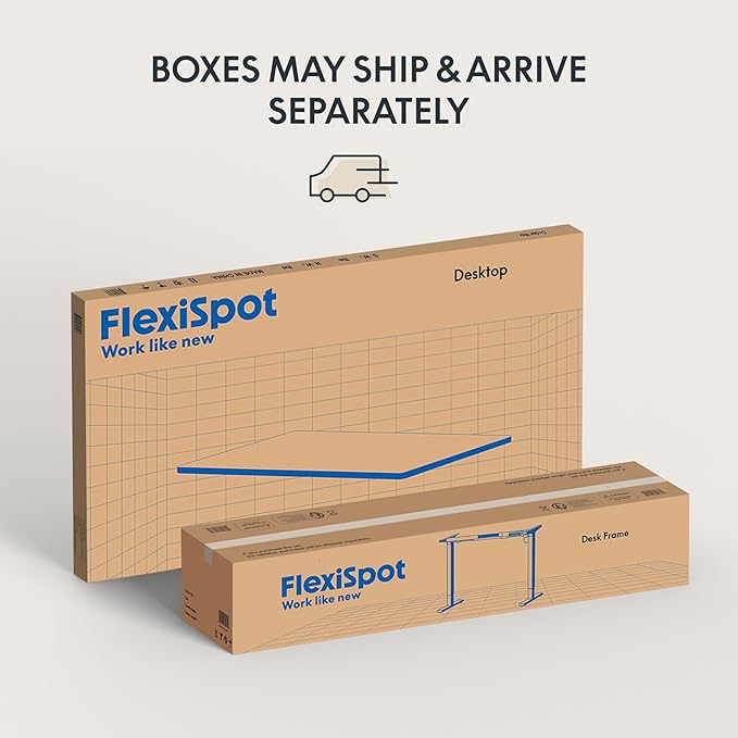 FLEXISPOT EN2 Whole-Piece Standing Desk with Clamp Power Strip, 48 x 30 Electric Stand Up Height Adjustable Desk with Cable Management (White Frame + 48" Black Walnut Desktop, 2 Packages)