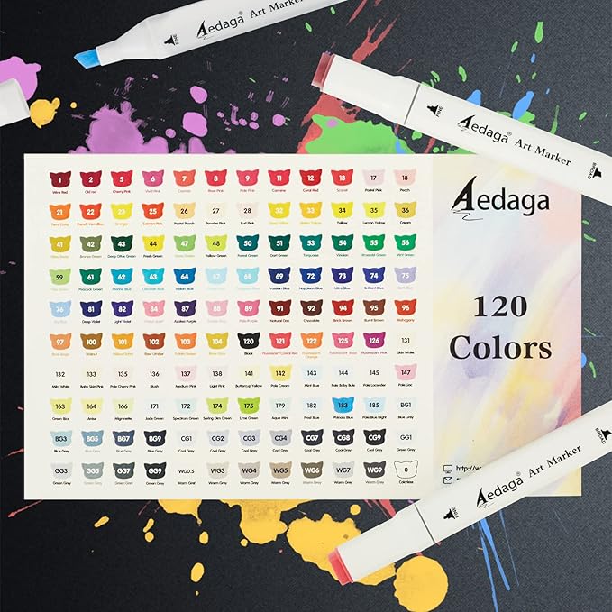YHC 120 Colors Alcohol Markers for Artists, Free APP for Coloring, Dual Tips Alcohol-Based Markers for Drawing,Painting and Sketching, Great Gift Idea for Kids and Adults