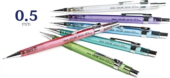 JVPEN Transparent Mechanical Pencils β 0.5β―mm Drafting Pencils, Assorted Clear Colors β Smooth Writing, Non-Slip Grip, Built-in Eraser β Ideal for School, Office & Technical Drawing β 12-Pack
