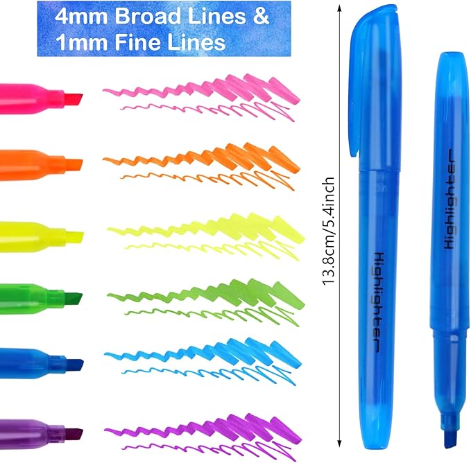 150 PCS Highlighters Assorted Colors, Fast Drying Chisel Tip Highlighter Pens, 6 Bright Colors No Bleed Highlighters Bulk for School Office Notes and Bible Study
