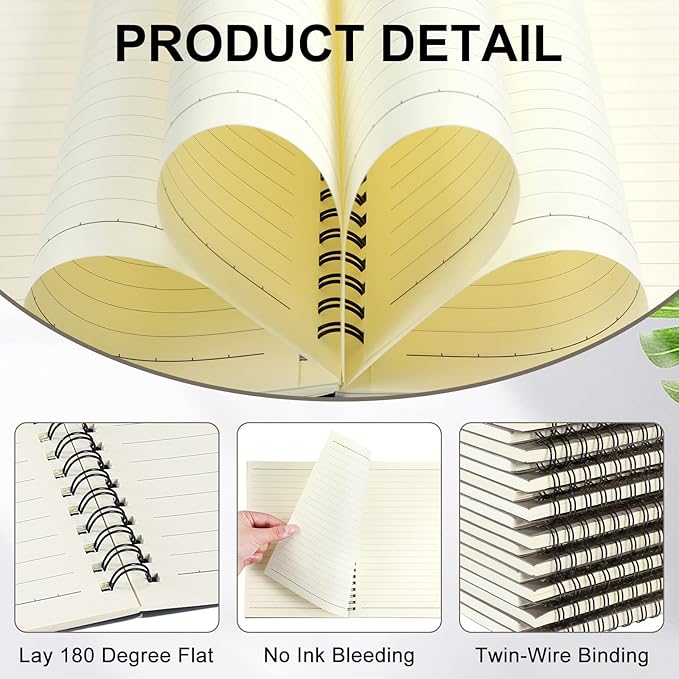 Yahenda 54 Pcs Spiral Notebook Bulk A5 Journal Lined 8.3'' x 5.5'' Writing Composition Paper Small Notepad Subject Notebook for Students Office Business Back to School Supplies (Dark Gray)