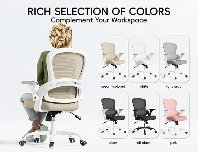 TRALT Office Chair - Ergonomic Office Chair with Back Support, Home Office Desk Chairs, Comfy Desk Chair, Computer Chair, 330lbs Wide Seat Big and Tall Office Chairs for Office Workers (Beige)