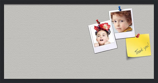 PinPix 36x18 Inch Cork Bulletin Board. This Decorative Framed Pin Board Comes with Light Stone Design and a Satin Black Frame. Ideal for Home Office Decor or Message Board (PinPix-1809)