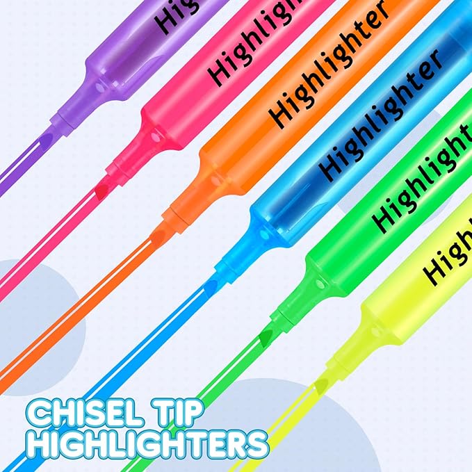 Qilery 72 Pack Highlighters Bulk, Tank Style Chisel Tip Highlighters Markers Quick Drying for Kids and Adult Coloring, Classroom Home Office School Supplies (Blue)