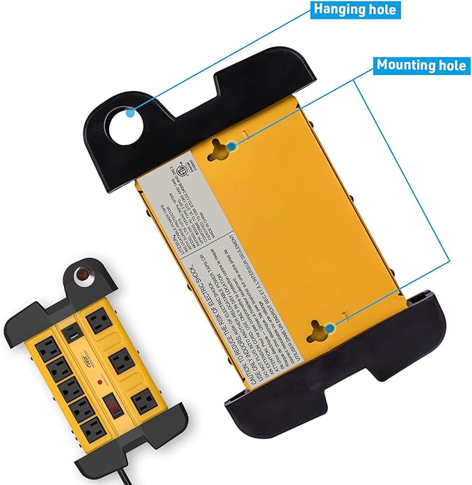 Heavy Duty Surge Protector Power Strip with USB-C Ports, CRST 8-Outlet Metal Industrial Power Block with 15A Circuit Breaker, 15ft Extension Cord, 1350 Joules for Workshop, Garage, Office, Shop…
