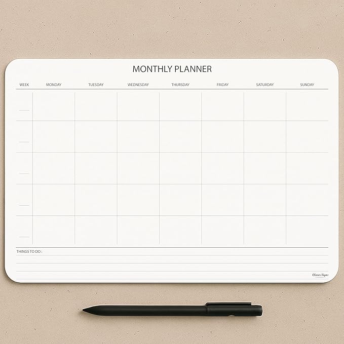 Undated Monthly Planner Notepad,Desk Calendar for Organizing&Scheduling Tasks-Productivity Tracker,Goals,Notes&To-Do Lists–A4 Size (8,3"X11,7")Premium Thick Paper with Cardboard Back Support 50 Sheets