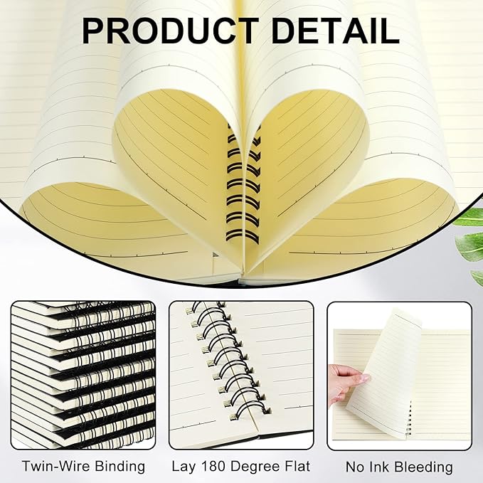 Yahenda 72 Pcs Spiral Notebook Bulk A5 Journal Lined 8.3'' x 5.5'' Writing Composition Paper Small Notepad Subject Notebook for Students Office Business Back to School Supplies (Black)