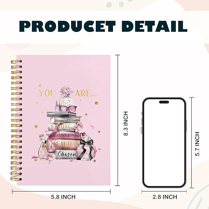 BearCake Pink Notebook for Women,Journaling Notebooks for Women,Womens Book Notebooks,Gifts for Women,Preppy Journal,Be Who You Are Not Who The World Wants You To Be Notebook,Spiral Notebook 5.5x8.3