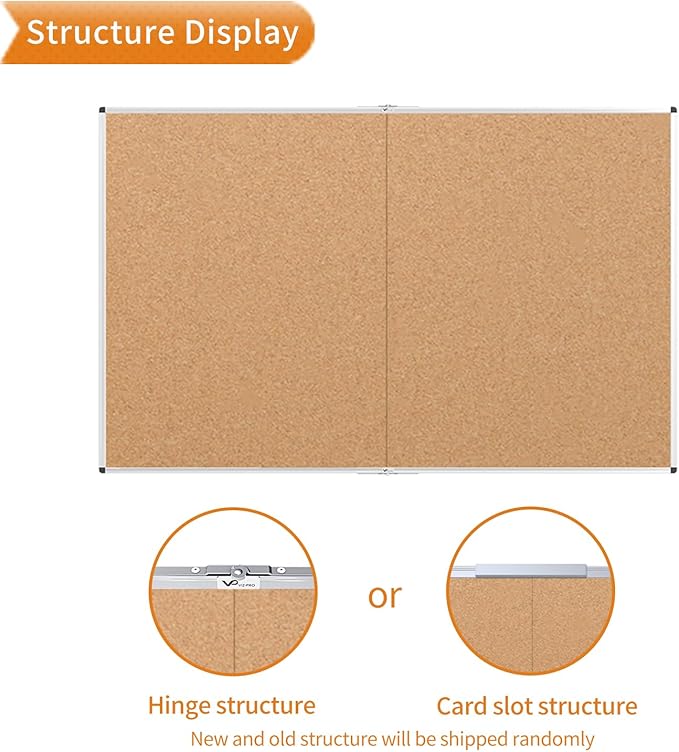 VIZ-PRO Cork Bulletin Board/Foldable Noticeboard, 48 X 36 Inches, Silver Aluminium Frame