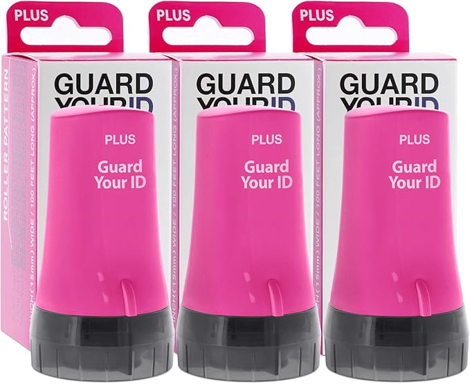 Guard Your ID Advanced 2.0 Rollers Identity Privacy Marker for Blocking Out Address, Private, Prescription Information (Regular 3-Pack, Pink)