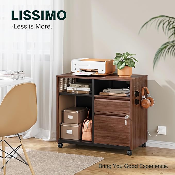 Mobile 2 Drawer File Cabinet,Metal File Cabinet with Lock,Lateral Printer Stand Filling Storage for Home Office-A4/F4/Letter