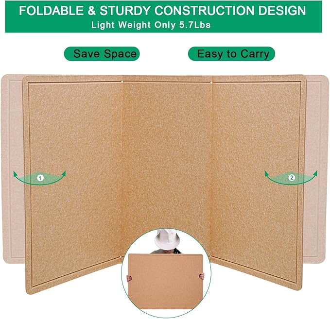 Large Bulletin Board - 72 X 48 inches Decorative Felt Pin Board - 6' x 4' Cork Board Alternative for Wall - Foldable Picture Board Self-Adhesive Prayer Board with 30 Pushpins - Ginger Yellow