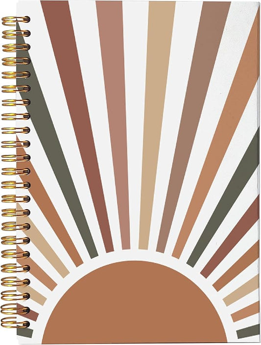 VNWEK Boho Sun Sunrise Sunset Colorful Sunshine Spiral Notebook Journal 5.5Γ8.3 Inch,Boho Mid-Century Modern Art Lined Hardcover Spiral Notebook for Work Notes Journaling,Boho Gifts for Women Girls