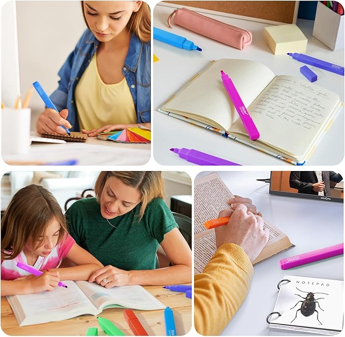 Vitoler Highlighters,10 Pack Assorted Colors Highlighters with Soft Chisel Tip,Bible Highlighter No Bleed,Book Markers for Women