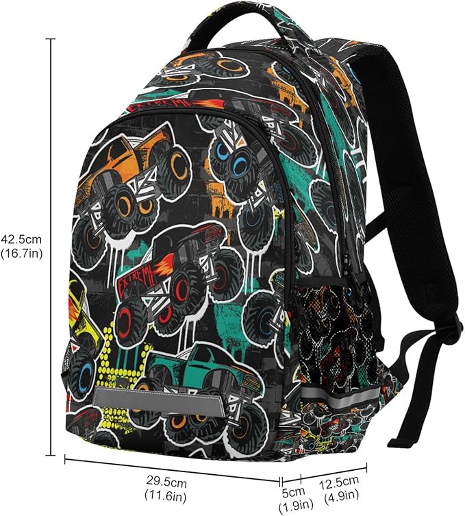 ALAZA Abstract Monster Truck Car Backpacks Travel Laptop Daypack School Book Bag for Men Women Teens Kids