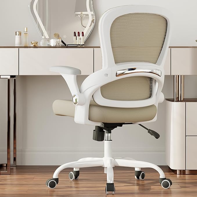 TRALT Office Chair - Ergonomic Office Chair with Back Support, Home Office Desk Chairs, Comfy Desk Chair, Computer Chair, 330lbs Wide Seat Big and Tall Office Chairs for Office Workers (Beige)