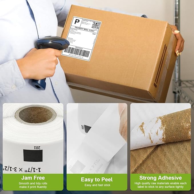 Compatible Standard Address Labels Replacement for Brother DK-1201 (1.1" X 3.5β), Use with Brother QL Label Printers (12 Rolls + 1 Reusable Cartridge, 400 Labels/Roll)