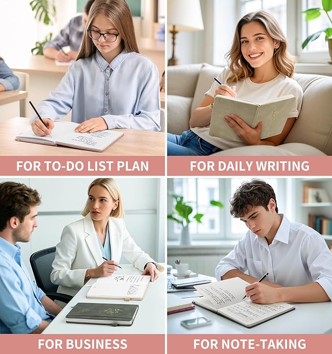 Lined Journal Notebook For Women, 200 Pages A5 Hardcover Leather Journals For Writing College Ruled Notebook For Work School Note Taking Business Diary Notepad 5.7‘' X 8.3''-Pink