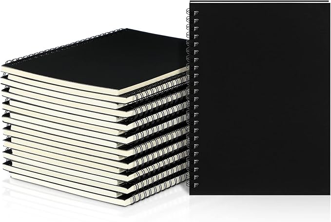 Yahenda 18 Pcs Spiral Notebook Bulk A5 Journal Lined 8.3'' x 5.5'' Writing Composition Paper Small Notepad Subject Notebook for Students Office Business Back to School Supplies (Black Color)