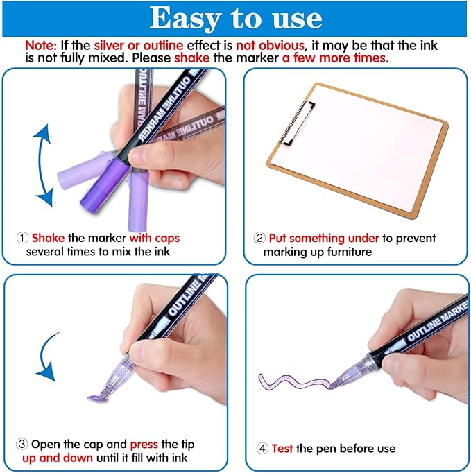 Muchcute Shimmer Markers Outline Glitter Pens: 48 Stocking Stuffers Tween Teen Girl Gifts Trendy Stuff Cute Things Arts Crafts Art Supplies Kids Ages 4 5 6 7 8 9 10 12 14 16 18 Year Old Present Ideas