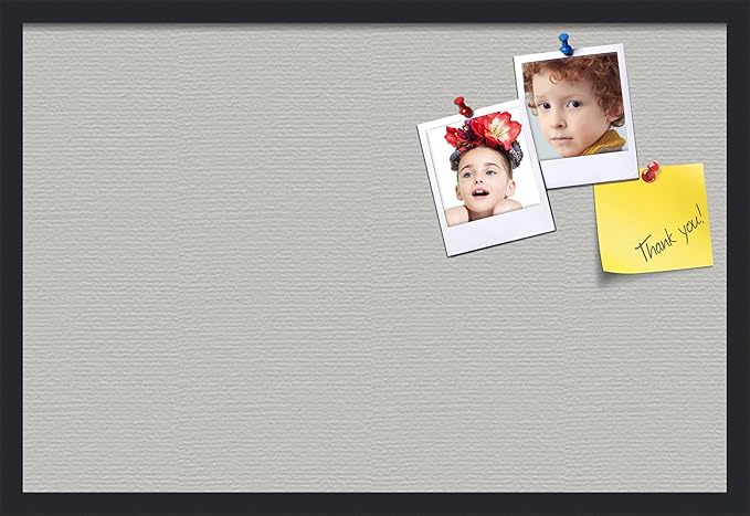 PinPix 30x20 Inch Cork Bulletin Board. This Decorative Framed Pin Board Comes with Light Stone Design and a Satin Black Frame. Ideal for Home Office Decor or Message Board (PinPix-1809)