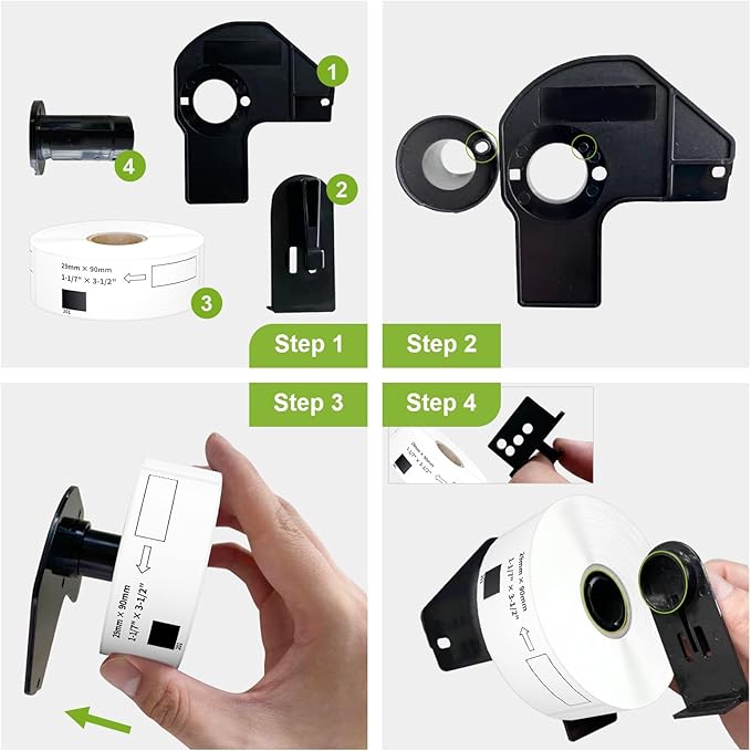 Compatible Standard Address Labels Replacement for Brother DK-1201 (1.1" X 3.5β), Use with Brother QL Label Printers (12 Rolls + 1 Reusable Cartridge, 400 Labels/Roll)