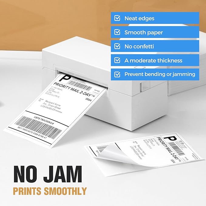 Fanfold 4" x 6" Direct Thermal Labels 1000 Thermal Printer Paper 2 Stacks Shipping Labels